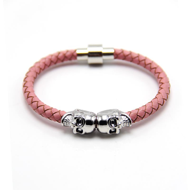 Wholesale Punk Style Skull Leather Men's Bracelet